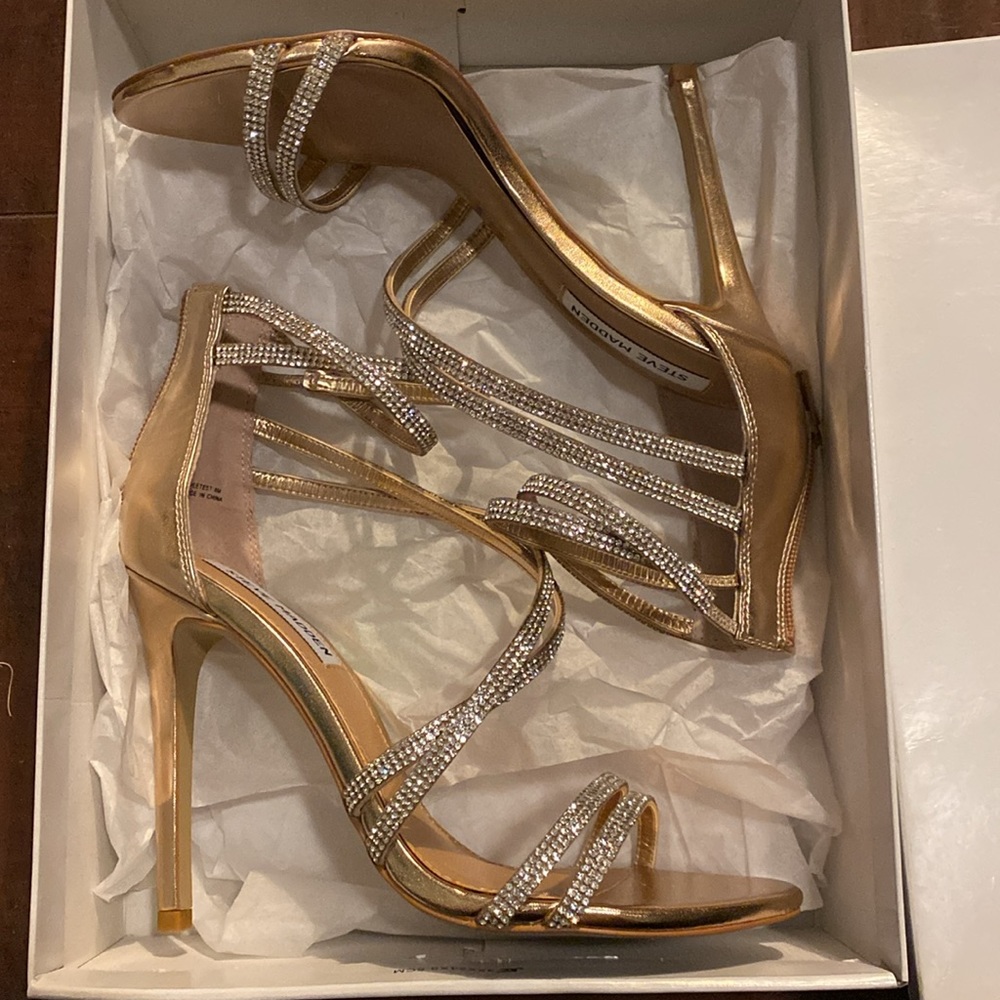 Steve Madden “Sweetest” Rose Gold Strappy Heels